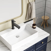 Lavabo de salle de bain Garvee, rectangulaire, en céramique blanche, 61 x 45 x 13 cm, pour salle de bain et toilettes invités, moderne, résistant aux rayures, émaillé