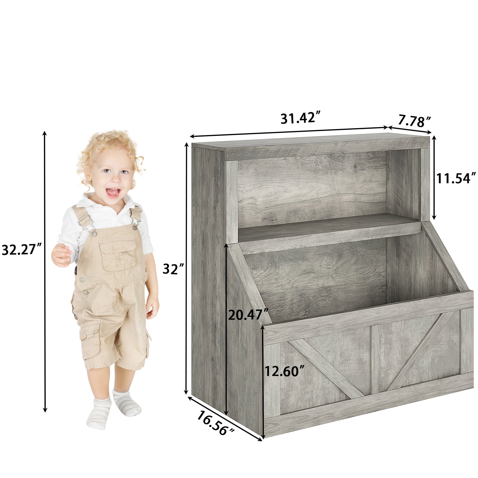 Étagère à livres et rangement pour jouets Garvee pour enfants, 2 niveaux, en bois, robuste, sans danger pour les enfants, idéale pour les salles de jeux et les jardins d'enfants, 79 x 41 x 81 cm