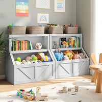 Étagère de rangement en bois Garvee pour enfants, avec 2 compartiments et un plateau, idéale pour la salle de jeux et la chambre d'enfant, 79 x 41 x 81 cm, en bois naturel.