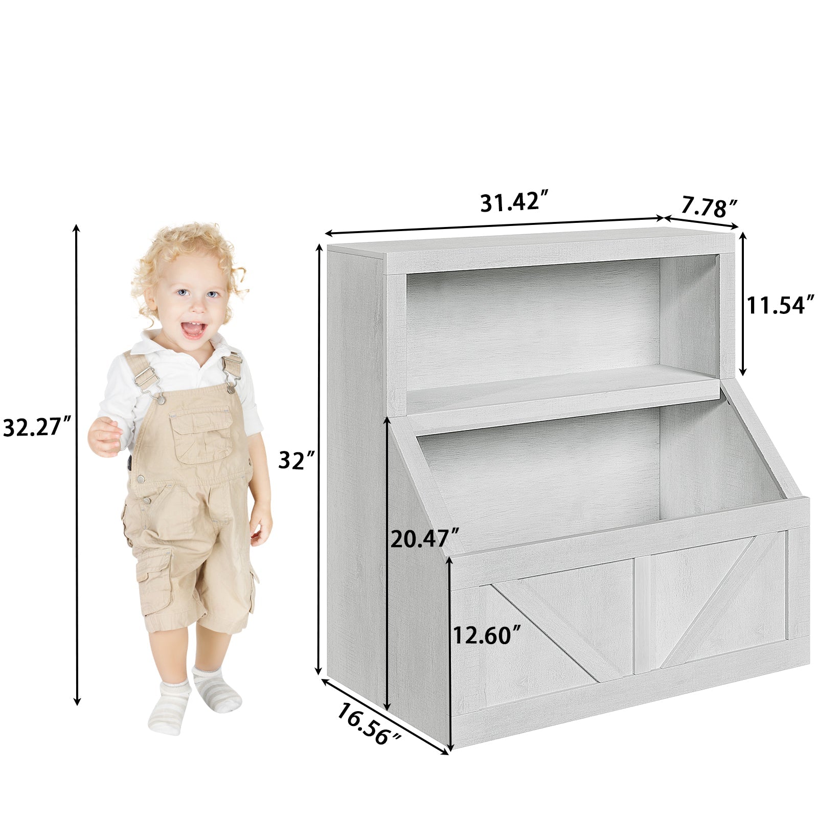 Étagère de rangement en bois Garvee pour enfants, avec 2 compartiments et un plateau, idéale pour la salle de jeux et la chambre d'enfant, 79 x 41 x 81 cm, en bois naturel.