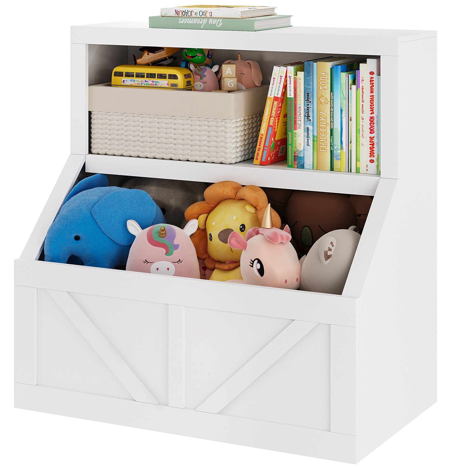 Étagère à livres et rangement pour jouets Garvee pour enfants, 2 niveaux, en bois naturel, idéale pour la salle de jeux et la chambre d'enfant, 80 x 42 x 81 cm, bois naturel