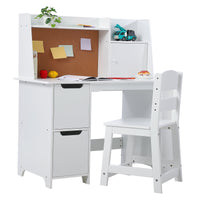 Garvee Bureau enfant blanc avec chaise et rangement, table d’apprentissage pour filles et garçons de 3 à 10 ans, idéale devoirs, lecture et dessin