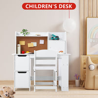 Garvee Bureau enfant blanc avec chaise et rangement, table d’apprentissage pour filles et garçons de 3 à 10 ans, idéale devoirs, lecture et dessin