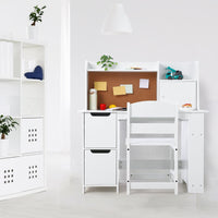 Garvee Bureau enfant blanc avec chaise et rangement, table d’apprentissage pour filles et garçons de 3 à 10 ans, idéale devoirs, lecture et dessin