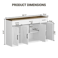 Buffet moderne Garvee avec 3 tiroirs, style campagnard, 140 cm, blanc, pour salon et salle à manger