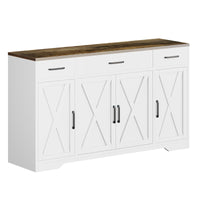 Buffet moderne Garvee avec 3 tiroirs, style campagnard, 140 cm, blanc, pour salon et salle à manger
