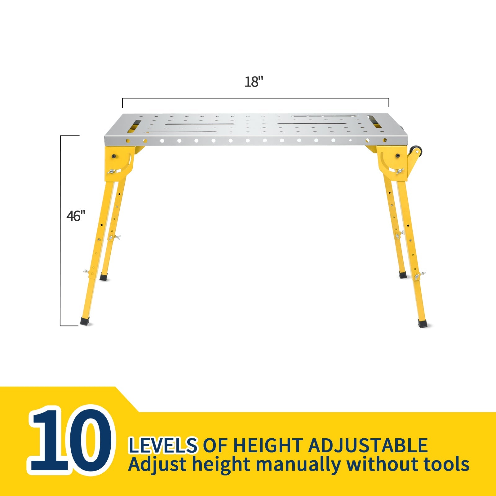 Table de soudage pliante Garvee avec roulettes, hauteur réglable, 76 x 51 cm, acier au carbone, atelier, garage, noire