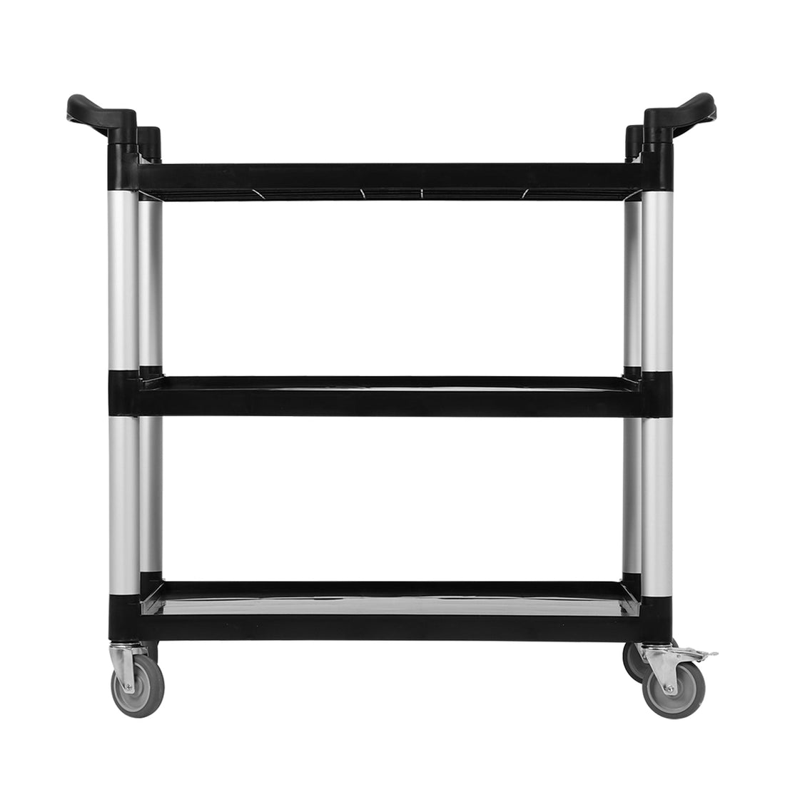 Chariot de service robuste à 3 niveaux Garvee avec serrure pour la restauration et le nettoyage, capacité de 163 kg, aluminium et plastique, 4 roues verrouillables