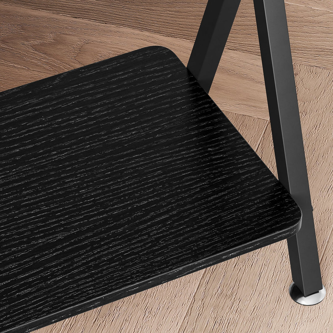 Table d'appoint Garvee, étroite et allongée, à 2 niveaux, style industriel, en MDF, bois et métal, robuste, en forme de X, réglable, idéale pour le salon ou l'entrée, noire.
