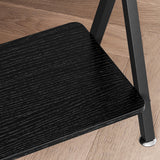 Table d'appoint Garvee, étroite et allongée, à 2 niveaux, style industriel, en MDF, bois et métal, robuste, en forme de X, réglable, idéale pour le salon ou l'entrée, noire. - 