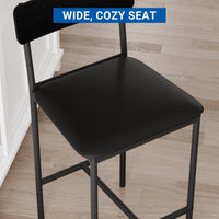 GARVEE Lot de 2 tabourets de bar avec dossier rembourré et repose-pieds, pour cuisine salon salle à manger, 36,8 x 42 x 88 cm, noir
