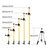 Garvee Poteau Télescopique Niveau Laser Professionnel Avec Trépied Aluminium, Rotation 360°, Hauteur 4.2m, Adaptateurs 1/4"-20 & 5/8"-11, Usage Chantier, Base à Ressort - 