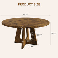 Ensemble table et salle à manger ronde Garvee 47 po pour 4 à 6 personnes, style campagnard, plateau en MDF robuste, pieds antidérapants réglables, bois, cuisine et salle à manger