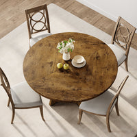 Ensemble table et salle à manger ronde Garvee 47 po pour 4 à 6 personnes, style campagnard, plateau en MDF robuste, pieds antidérapants réglables, bois, cuisine et salle à manger