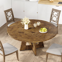 Ensemble table et salle à manger ronde Garvee 47 po pour 4 à 6 personnes, style campagnard, plateau en MDF robuste, pieds antidérapants réglables, bois, cuisine et salle à manger