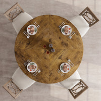 Ensemble table et salle à manger ronde Garvee 47 po pour 4 à 6 personnes, style campagnard, plateau en MDF robuste, pieds antidérapants réglables, bois, cuisine et salle à manger
