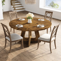 Ensemble table et salle à manger ronde Garvee 47 po pour 4 à 6 personnes, style campagnard, plateau en MDF robuste, pieds antidérapants réglables, bois, cuisine et salle à manger