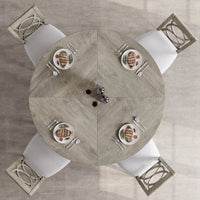 Ensemble table et chaises de salle à manger rondes Garvee 47 po pour 4 à 6 personnes, style campagnard, plateau robuste en MDF, pieds en bois, pieds antidérapants réglables, gris, salle à manger et cuisine