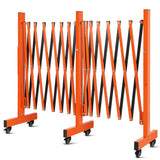 Garvee Barrière de sécurité métallique 274 cm, pliable avec roulettes, robuste, pour circulation et chantier, orange et noir - Orange