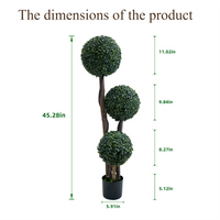 Topiaire de buis artificiel Garvee, 89 cm, trois boules, en plastique résistant aux intempéries, vert, pour jardin et terrasse.