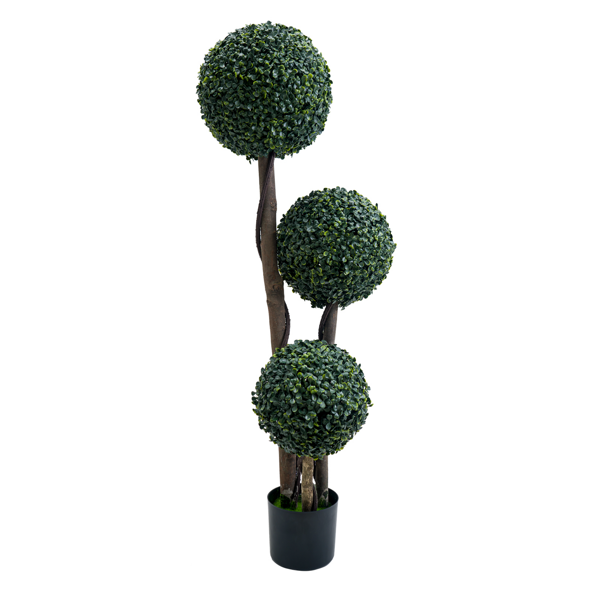 Topiaire de buis artificiel Garvee, 89 cm, trois boules, en plastique résistant aux intempéries, vert, pour jardin et terrasse.