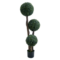 Topiaire de buis artificiel Garvee, 89 cm, trois boules, en plastique résistant aux intempéries, vert, pour jardin et terrasse.