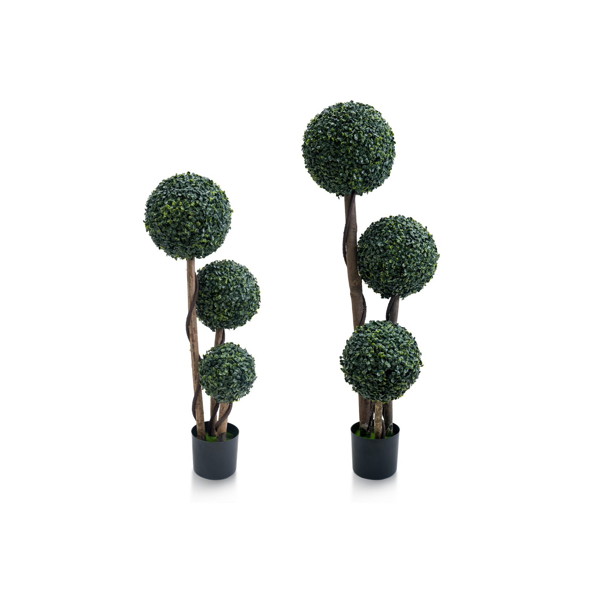 Topiaire de buis artificiel Garvee, 89 cm, trois boules, en plastique résistant aux intempéries, vert, pour jardin et terrasse.