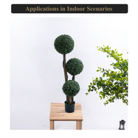 Topiaire de buis artificiel Garvee, 89 cm, trois boules, en plastique résistant aux intempéries, vert, pour jardin et terrasse.