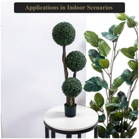 Topiaire de buis artificiel Garvee, 89 cm, trois boules, en plastique résistant aux intempéries, vert, pour jardin et terrasse.
