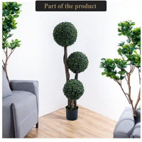 Topiaire de buis artificiel Garvee, 89 cm, trois boules, en plastique résistant aux intempéries, vert, pour jardin et terrasse.