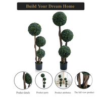 Topiaire de buis artificiel Garvee, 89 cm, trois boules, en plastique résistant aux intempéries, vert, pour jardin et terrasse.