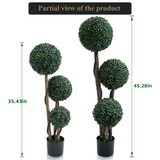 Topiaire de buis artificiel Garvee, 89 cm, trois boules, en plastique résistant aux intempéries, vert, pour jardin et terrasse.