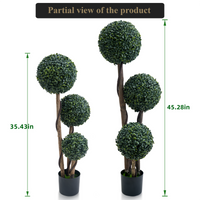Topiaire de buis artificiel Garvee, 89 cm, trois boules, en plastique résistant aux intempéries, vert, pour jardin et terrasse.