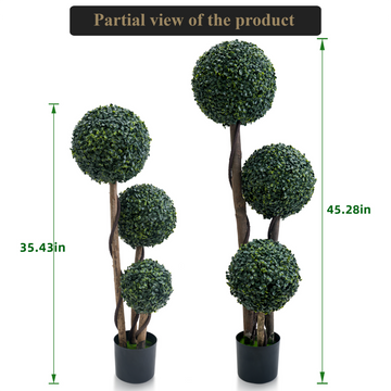 Topiaire de buis artificiel Garvee, 89 cm, trois boules, en plastique résistant aux intempéries, vert, pour jardin et terrasse.