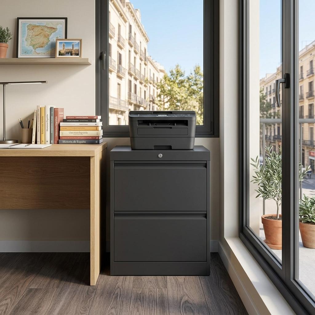 Garvee Classeur Métallique à 2 Tiroirs avec Serrure, Classeur Latéral en Acier pour Bureau à Domicile, pour Dossiers Suspendus Lettre, Légal, F4 et A4, Noir
