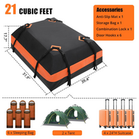 Garvee sacoche de toit voiture 595 L, étanche, 8 sangles renforcées, 132 × 100 × 45 cm, noire, pour voyage