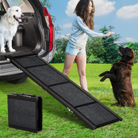 Garvee Rampe pour Chien Pliable 4 Plis en Aluminium 1,3 mm, Tissu Non Tissé Antidérapant, Large, Charge 113,4 kg, pour Canapé, Maison et Voiture, 160 × 43,2 cm