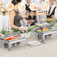 Chafing dish Garvee 9 Qt à couvercle roulant avec fenêtre en verre, chauffe-plats en acier inoxydable pour buffets et traiteurs, maintient les aliments au chaud ou au froid.