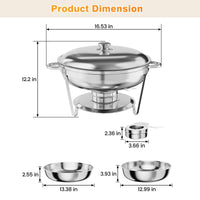 Ensemble de 4 chauffe-plats en acier inoxydable Garvee 4,7 L – Chauffe-plats pour traiteurs et buffets