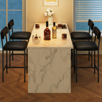 Garvee Lot de 2 tabourets de bar hauteur comptoir, cuir PU noir, dossier ergonomique rembourré, repose-pieds, montage facile, pour îlot de cuisine