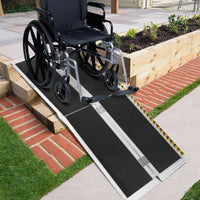 Garvee Rampe pliable pour fauteuil roulant 183 cm, aluminium antidérapant, capacité 272 kg, poignées de transport, garde-corps, pour maison et extérieur