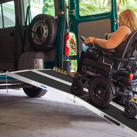 Garvee Rampe pour Fauteuil Roulant 213 cm en Aluminium, Portable, Pliable et Antidérapante, Idéale pour Escaliers, Seuils et Usage à Domicile