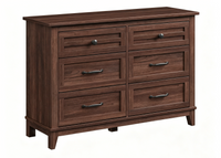 Garvee Commode Farmhouse à 6 tiroirs, en bois marron, robuste, offrant un grand espace de rangement pour la chambre, le salon ou le couloir