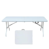 Garvee Table Pliante en Plastique 1,8m Portable Robuste Pliable Sans Assemblage Intérieur Extérieur - Blanc-1,8m