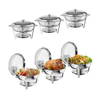 Ensemble de 6 chauffe-plats en acier inoxydable Garvee 4,7 L, idéal pour la restauration et les buffets.