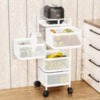 Garvee Chariot de rangement rotatif 4 niveaux en acier carbone avec roulettes, pour chambre d'enfant, cuisine et organisation des jouets