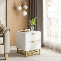 Garvee commode blanche à 3 tiroirs en bois avec poignées en métal doré pour la chambre et le salon, moderne, en MDF, stable