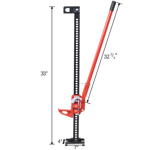 Cric agricole Garvee de 84 cm (33 pouces), capacité de levage de 3175 kg (7000 lb), acier, poignée antidérapante, verrouillage de sécurité, pour l'agriculture hors route