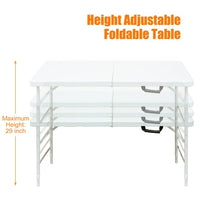 Garvee Table pliante 120 cm, robuste, portable, pieds antidérapants, réglable, en plastique, imperméable, blanche, pour intérieure et extérieure