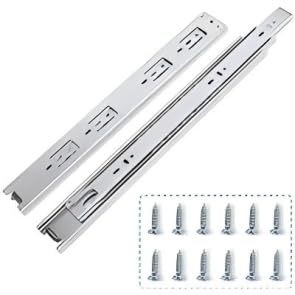 Garvee Lot de 10 paires de glissières à extension complète pour tiroirs, capacité de charge de 45 kg, roulements à billes, montage latéral, acier laminé à froid, silencieux, pour cuisine et commode, 45 kg, acier